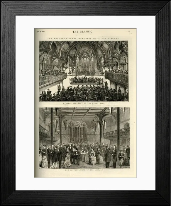 Framed Print : Two views of the opening ceremony in the Great Hall of the Congregational Memorial Hall Framed Print : Two views of the opening ceremony in the Great Hall of the Congregational Memorial Hall