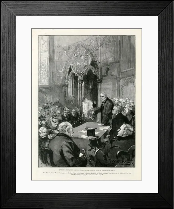 Framed Print : Unveiling the Lowell Memorial Window in the chapter house of Westminster Abbey Date Framed Print : Unveiling the Lowell Memorial Window in the chapter house of Westminster Abbey Date