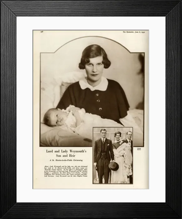 Framed Print : Viscount Weymouth, the former Daphne Vivian, pictured with her baby son Framed Print : Viscount Weymouth, the former Daphne Vivian, pictured with her baby son