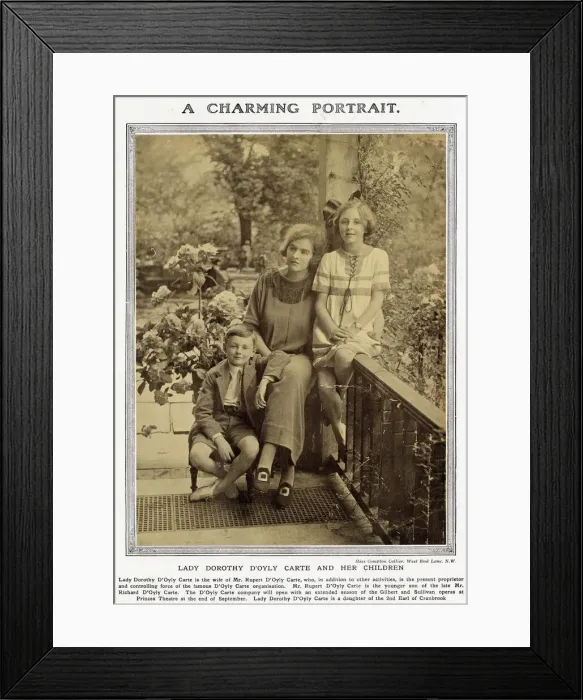 Framed Print : Mrs (later Lady) Dorothy D Oyly Carte, daughter of the 2nd Earl of Cranbrook Framed Print : Mrs (later Lady) Dorothy D Oyly Carte, daughter of the 2nd Earl of Cranbrook