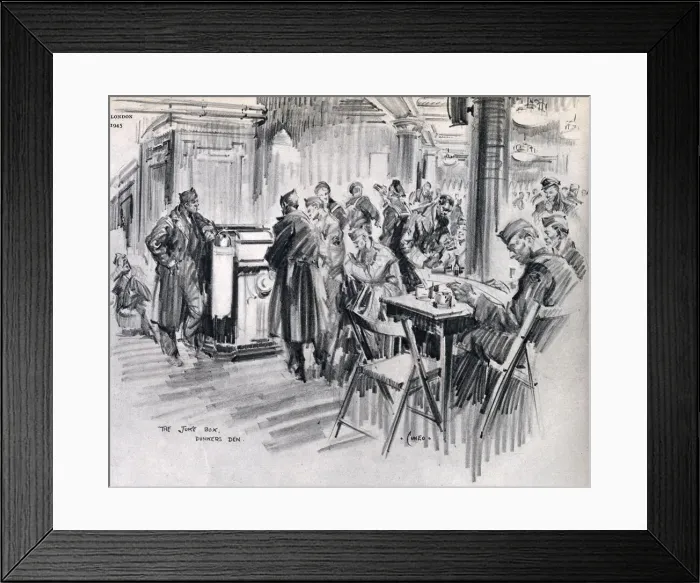 Framed Print : Dunkers Den at the American Red Cross Club, Rainbow Corner with American soldiers Framed Print : Dunkers Den at the American Red Cross Club, Rainbow Corner with American soldiers