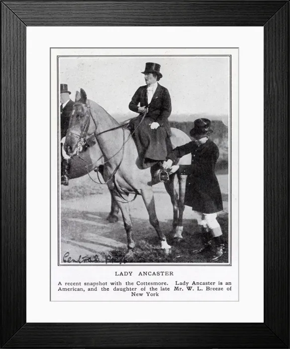 Framed Print : Lady Ancaster, formerly Miss Eloise Breese, out with the Cottesmore Hunt in 1923 Framed Print : Lady Ancaster, formerly Miss Eloise Breese, out with the Cottesmore Hunt in 1923