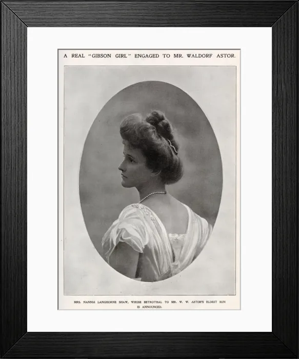 Framed Print : Nannie Langhorne Shaw pictured in The Sketch at the time of her engagement to Waldorf Framed Print : Nannie Langhorne Shaw pictured in The Sketch at the time of her engagement to Waldorf