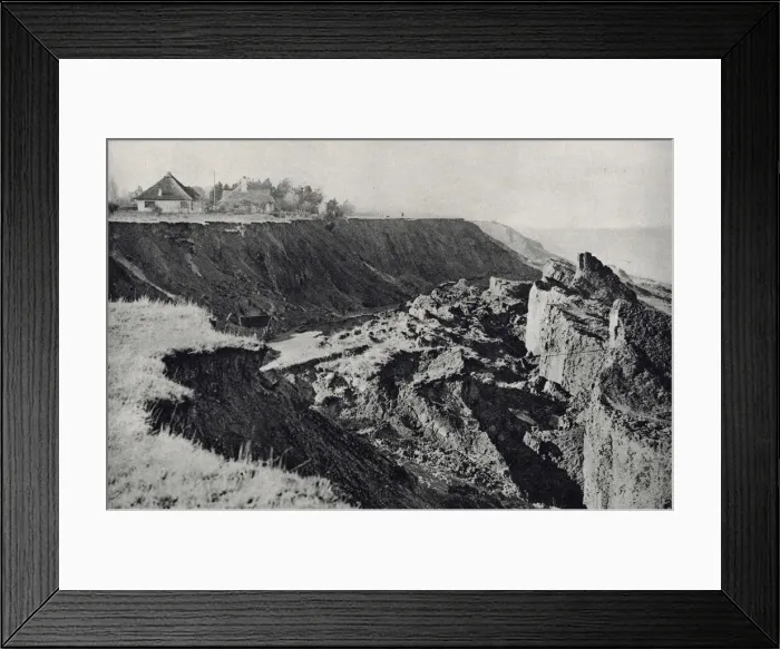 Framed Print : All that remained of a cliff at Beltinge near Herne Bay on the North Kent coast where Framed Print : All that remained of a cliff at Beltinge near Herne Bay on the North Kent coast where