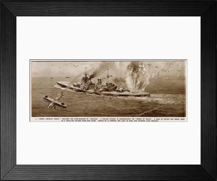 Framed Print : The destruction of HMS Prince of Wales, 1941