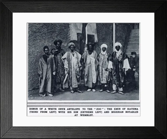 Framed Print : The Emir of Katsina (seen third from left), his son (far left Framed Print : The Emir of Katsina (seen third from left), his son (far left