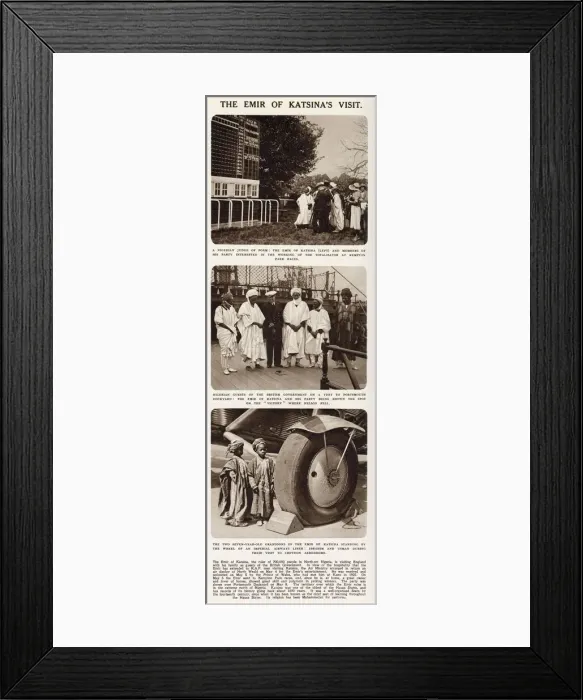 Framed Print : Article in The Illustrated London News reporting on the 1933 visit of the Emir of Katsina
