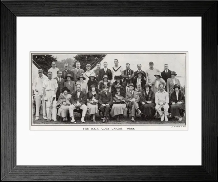 Framed Print : Group photo of players and ladies at the RAF Club Cricket Week, Eastbourne Framed Print : Group photo of players and ladies at the RAF Club Cricket Week, Eastbourne