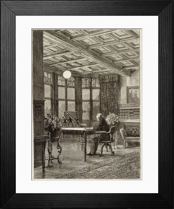 Framed Print : Electric Lighting in Library of William Armstrong Framed Print : Electric Lighting in Library of William Armstrong