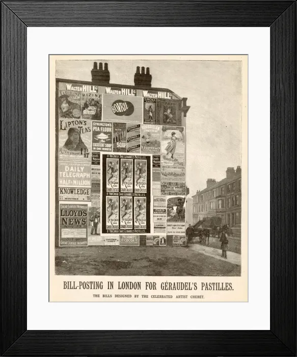 Framed Print : Bill-posting in London - Cheretss posters Framed Print : Bill-posting in London - Cheretss posters