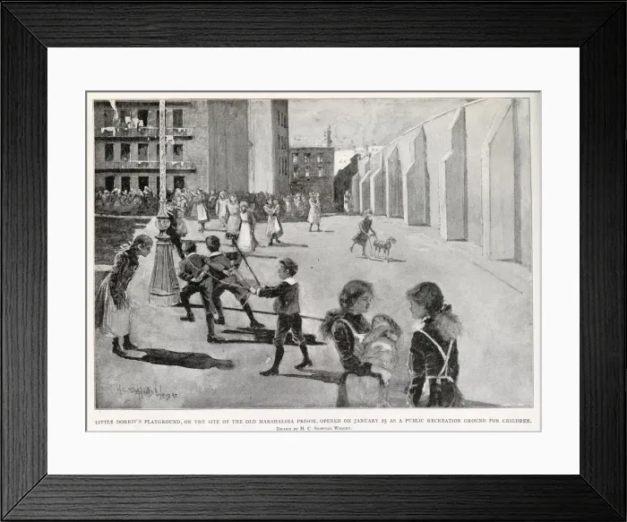 Framed Print : A public recreation ground for children built on the site of Marshalsea Prison