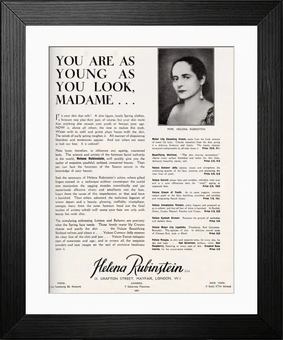 Framed Print : Advertisement for Helena Rubinstein beauty. Date: 1930 Framed Print : Advertisement for Helena Rubinstein beauty. Date: 1930
