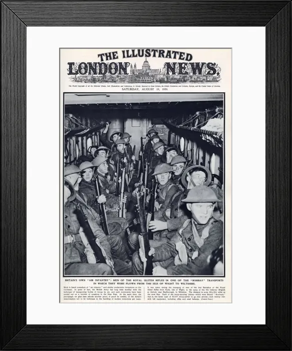 Framed Print : Cover of ILN 19 August 1939 - Troops in air transport Framed Print : Cover of ILN 19 August 1939 - Troops in air transport