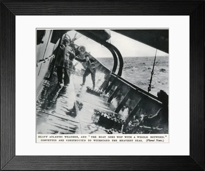 Framed Print : WW2 - A corvette in heavy Atlantic Sea weather Framed Print : WW2 - A corvette in heavy Atlantic Sea weather