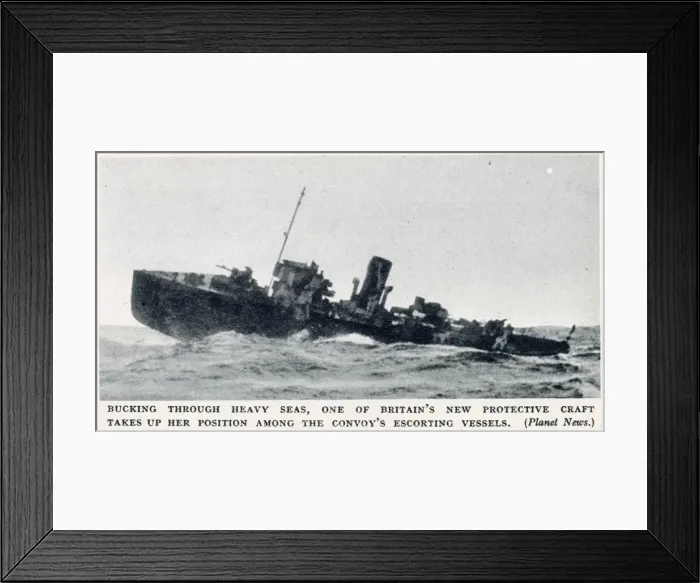 Framed Print : WW2 - Corvette bucking through heavy Atlantic Seas Framed Print : WW2 - Corvette bucking through heavy Atlantic Seas