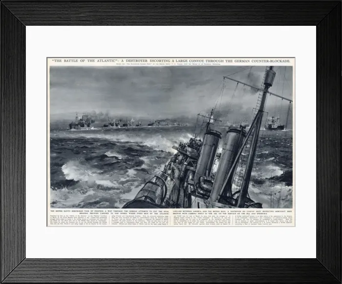 Framed Print : WW2 - Destroyer escorting large convoy - Atlantic Framed Print : WW2 - Destroyer escorting large convoy - Atlantic