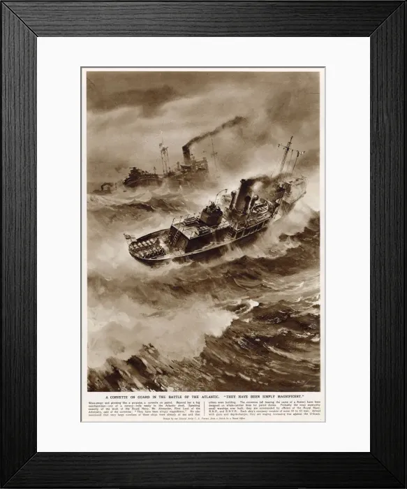 Framed Print : WW2 - Corvette on guard - The Battle of the Atlantic Framed Print : WW2 - Corvette on guard - The Battle of the Atlantic