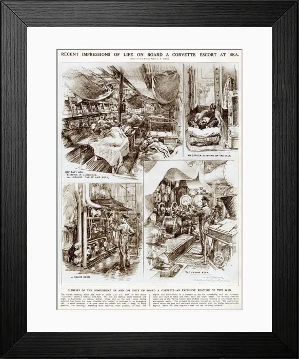 Framed Print : WW2 - Life onboard a corvette escort at sea Framed Print : WW2 - Life onboard a corvette escort at sea