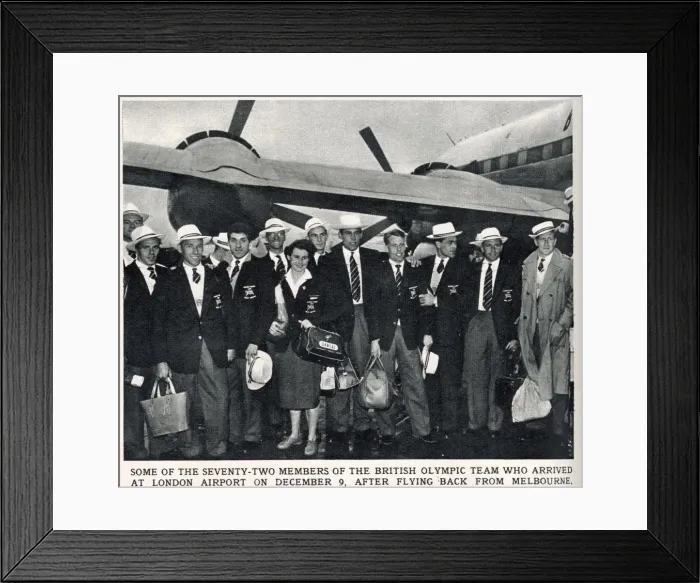 Framed Print : Some of the 72 members of the British Olympic Team, who arrived back from the Melbourne Framed Print : Some of the 72 members of the British Olympic Team, who arrived back from the Melbourne