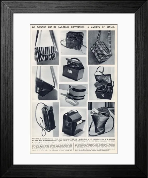 Framed Print : Article in The Illustrated London News showing a variety of chic bags Framed Print : Article in The Illustrated London News showing a variety of chic bags