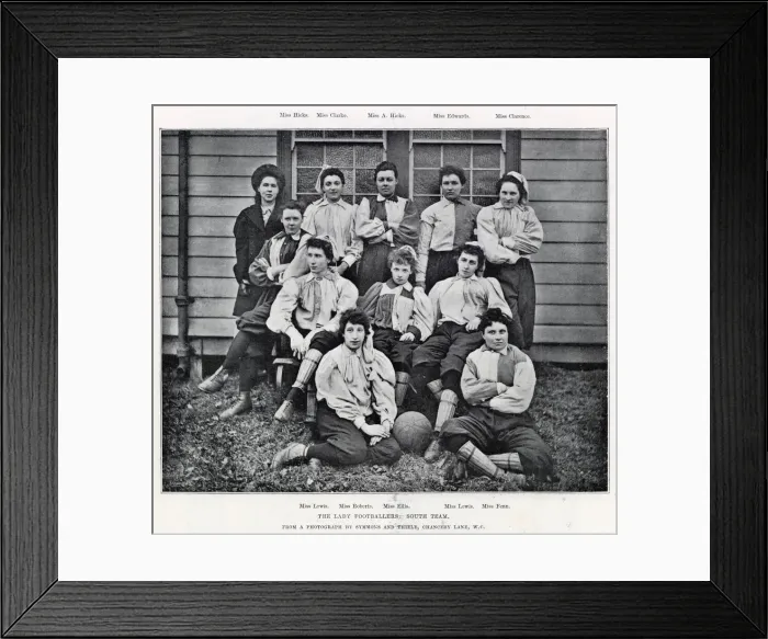 Framed Print : Lady footballers, the South Team, 1895