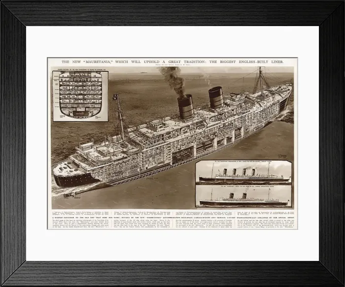 Framed Print : New RMS Mauretania, ocean liner 1938 Framed Print : New RMS Mauretania, ocean liner 1938