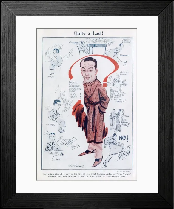 Framed Print : Caricature by Macmichael of Noel Coward, at that time causing a sensation with his play Framed Print : Caricature by Macmichael of Noel Coward, at that time causing a sensation with his play