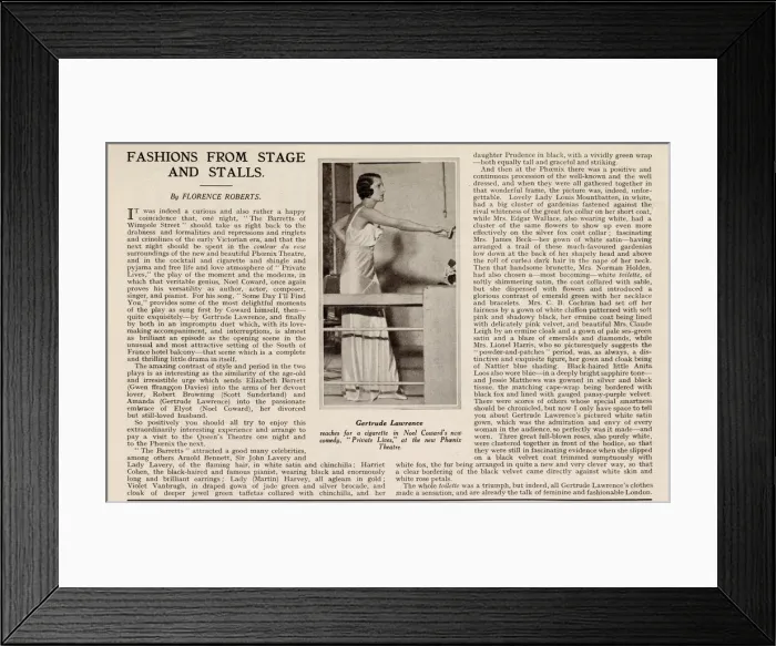 Framed Print : Private Lives, fashion on stage, Gertrude Lawrence