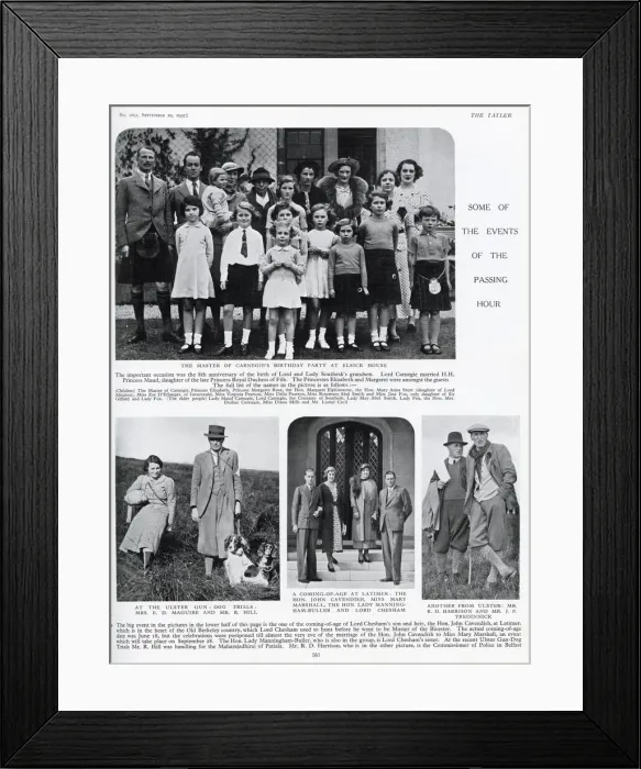 Framed Print : Page from The Tatler featuring a photograph of a group at the 8th birthday part of