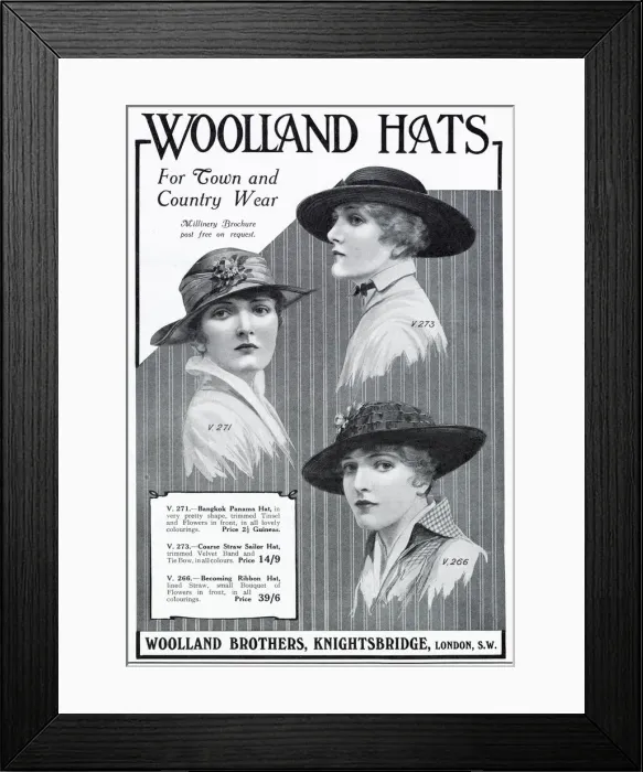 Framed Print : Selection of womens brimmed hats. Date: 1916 Framed Print : Selection of womens brimmed hats. Date: 1916