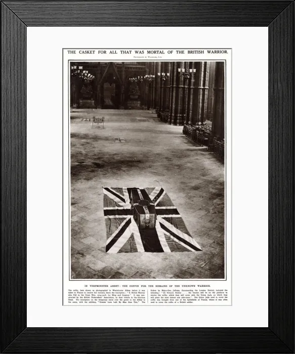 Framed Print : The coffin for the remains of the Unknown Warrior in Westminster Abbey before it was Framed Print : The coffin for the remains of the Unknown Warrior in Westminster Abbey before it was