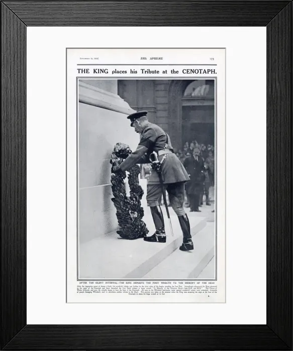 Framed Print : King placing his tribute at the Cenotaph, London 1920 Framed Print : King placing his tribute at the Cenotaph, London 1920