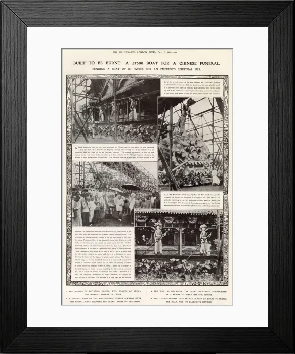 Framed Print : Built to be burnt: a u7500 boat for a Chinese funeral. Sending a boat up in smoke for a