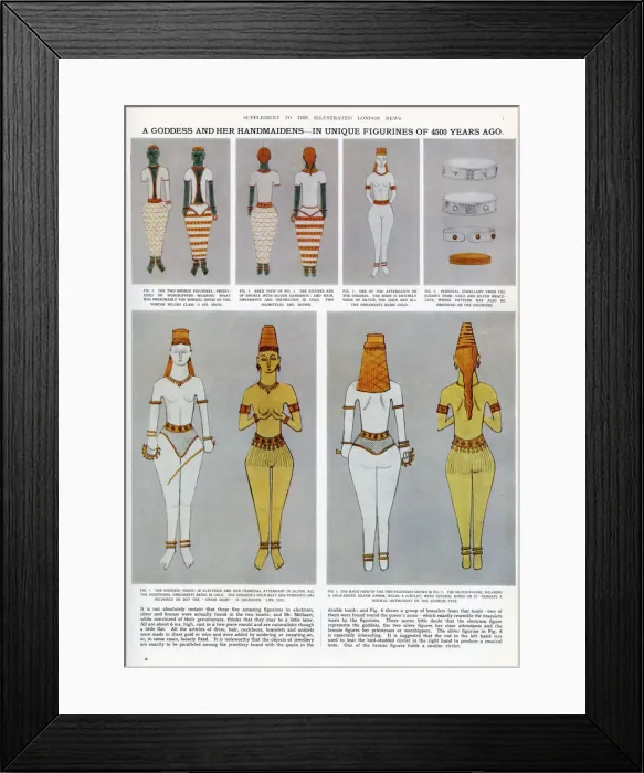Framed Print : A goddess and her handmaidens - in unique figurines of 4500 years ago