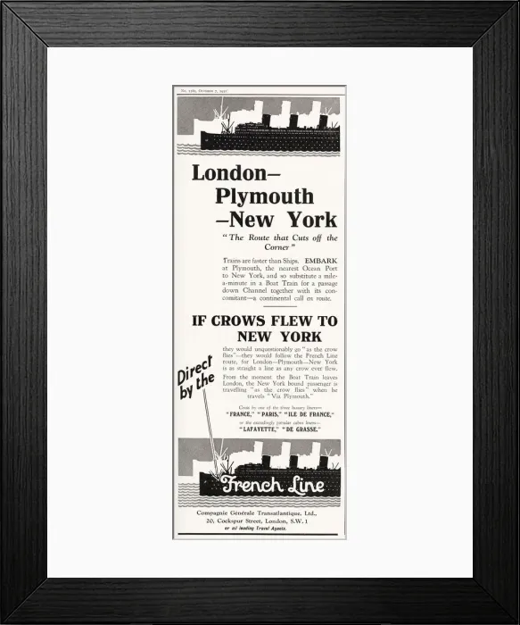 Framed Print : London - Plymouth - New York. The Route That Cuts Off The Corner Framed Print : London - Plymouth - New York. The Route That Cuts Off The Corner