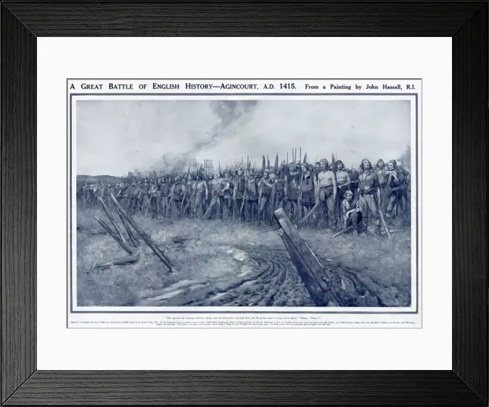 Framed Print : Double page spread in The Sphere showing British warriors lined up waiting before Framed Print : Double page spread in The Sphere showing British warriors lined up waiting before