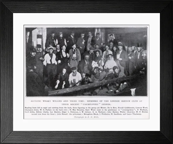 Framed Print : Members of the London Sketch Club in costume for an unemployed supper in 1905 Framed Print : Members of the London Sketch Club in costume for an unemployed supper in 1905