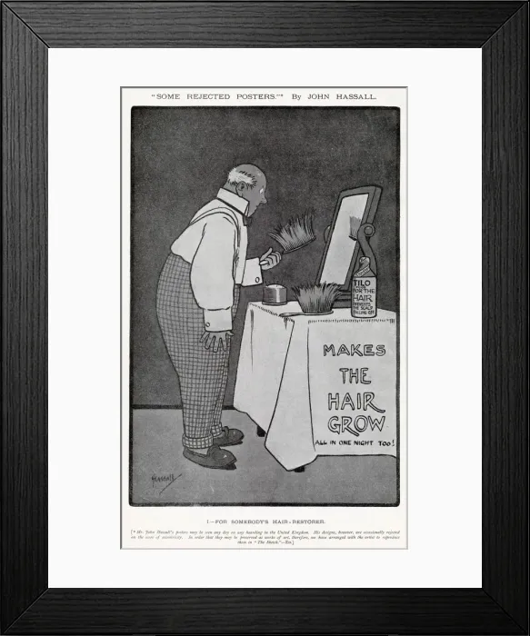 Framed Print : Some Rejected Posters by John Hassall - Makes the Hair Grow Framed Print : Some Rejected Posters by John Hassall - Makes the Hair Grow