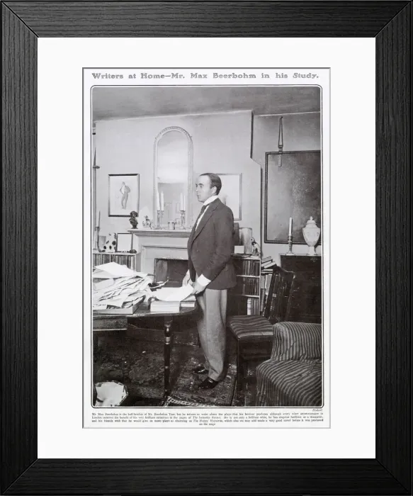 Framed Print : Max Beerbohm (1872 - 1956), writer and dramatist, pictured in his study at home in 1905 Framed Print : Max Beerbohm (1872 - 1956), writer and dramatist, pictured in his study at home in 1905