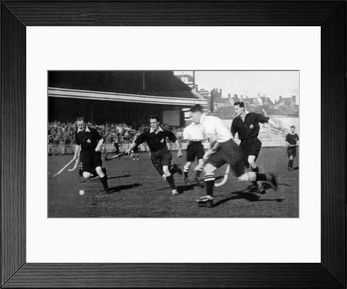 Framed Print : Hockey at Cardiff Arms Park. England win against Wales by 5 goals to nil. Date: 1938 Framed Print : Hockey at Cardiff Arms Park. England win against Wales by 5 goals to nil. Date: 1938