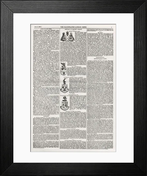 Framed Print : Whole page from The Illustrated London News, July 5, 1856 Framed Print : Whole page from The Illustrated London News, July 5, 1856