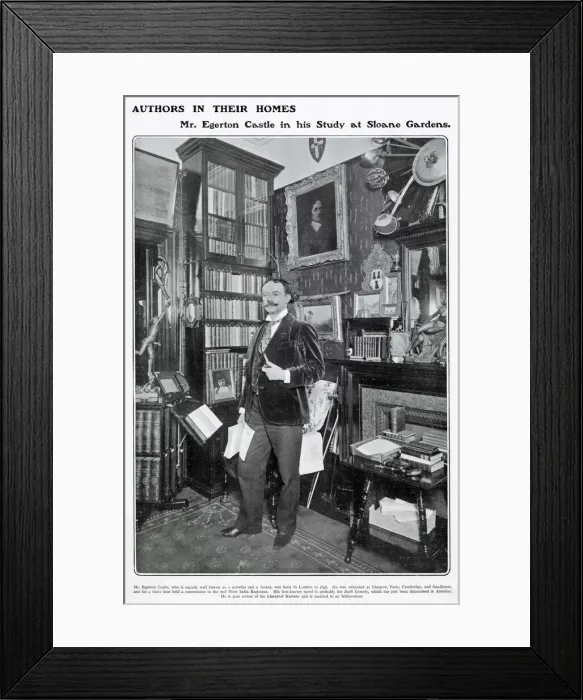 Framed Print : Egerton Castle (1858 - 1920), writer and fencer, pictured posing in his study at his home Framed Print : Egerton Castle (1858 - 1920), writer and fencer, pictured posing in his study at his home