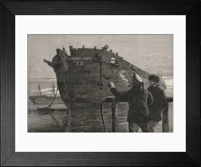 Framed Print : The old Arctic exploring ship, HMS Resolute, broken up at Chatham Dockyard