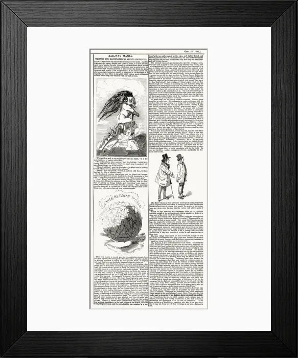 Framed Print : Railway Mania - text written by Alfred Crowquill