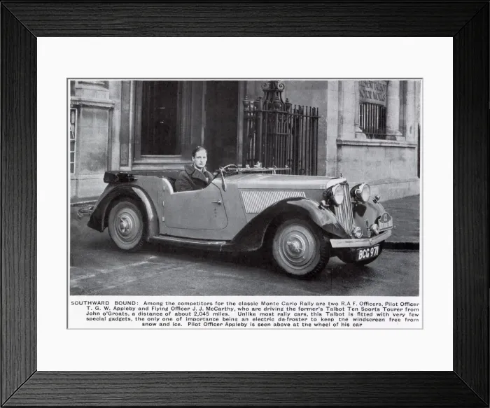 Framed Print : Pilot Officer T G W Appleby in a Talbot Ten Sports Tourer Framed Print : Pilot Officer T G W Appleby in a Talbot Ten Sports Tourer