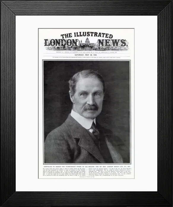 Framed Print : Andrew Bonar Law, Prime Minister - Resigns due to ill-health Framed Print : Andrew Bonar Law, Prime Minister - Resigns due to ill-health