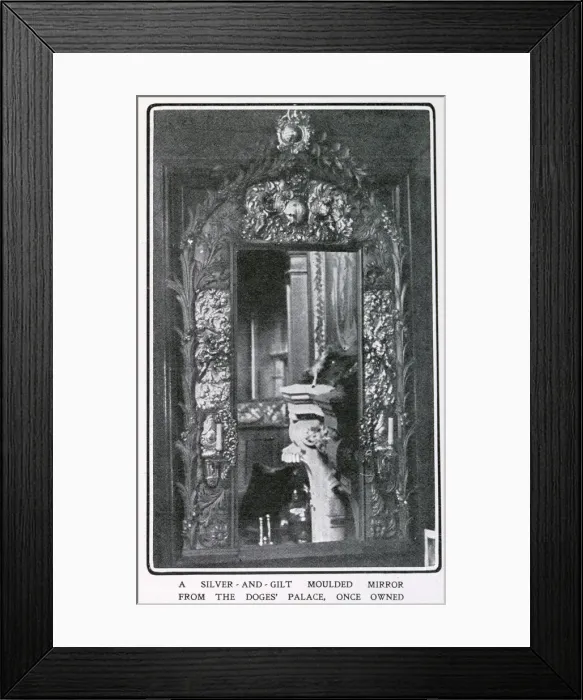 Framed Print : A silver and gilt moulded mirror from the Doges Palace in Venice Framed Print : A silver and gilt moulded mirror from the Doges Palace in Venice