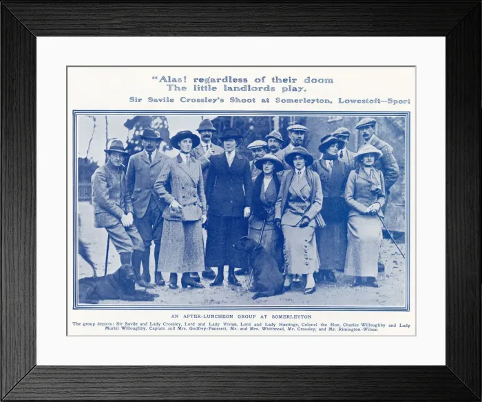 Framed Print : Sir Savile Crossleys Shoot at Somerleyton Hall, Lowestoft - an after-luncheon group Framed Print : Sir Savile Crossleys Shoot at Somerleyton Hall, Lowestoft - an after-luncheon group