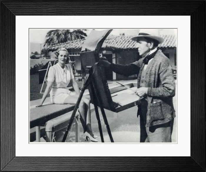 Framed Print : Sir John Lavery at his easel in Palm Springs, painting Doris Delavigne, Lady Castlerosse Framed Print : Sir John Lavery at his easel in Palm Springs, painting Doris Delavigne, Lady Castlerosse
