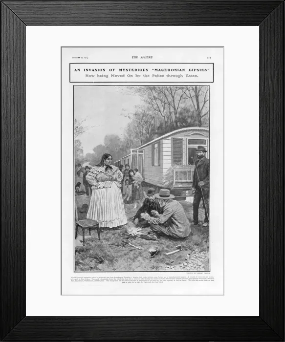 Framed Print : Macedonian gipsies, who arrived in London and camped at Tower Hill before moving Framed Print : Macedonian gipsies, who arrived in London and camped at Tower Hill before moving